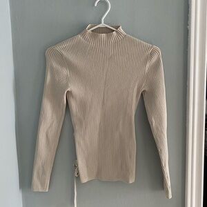 Babaton Ribbed Beige and Knit Top